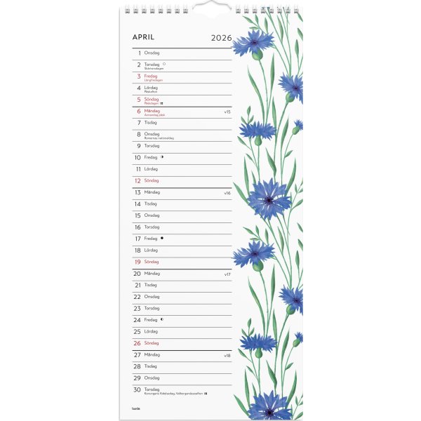 Burde 2026 Väggkalender, Lilla Blomsterkalendern