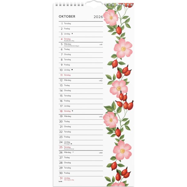 Burde 2026 Väggkalender, Lilla Blomsterkalendern
