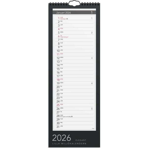 Burde 2026 Väggkal. Lilla miljökalendern, Elegant