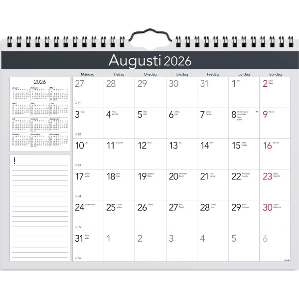 Burde 2026 Väggkalender, Miljökalendern Elegant