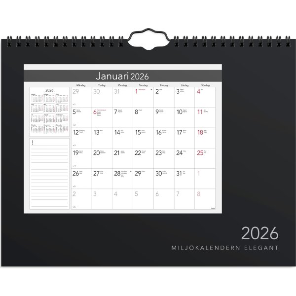 Burde 2026 Väggkalender, Miljökalendern Elegant