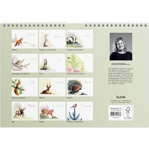 Burde 2026 Väggkalender, Naturalmanacka