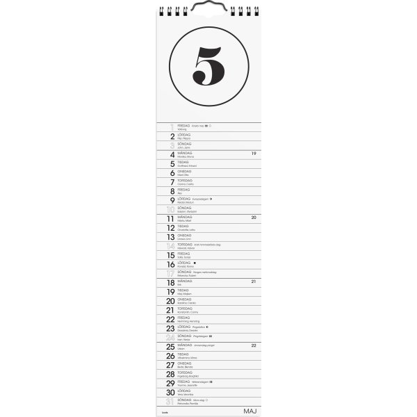 Burde 2026 Väggkalender, Simple