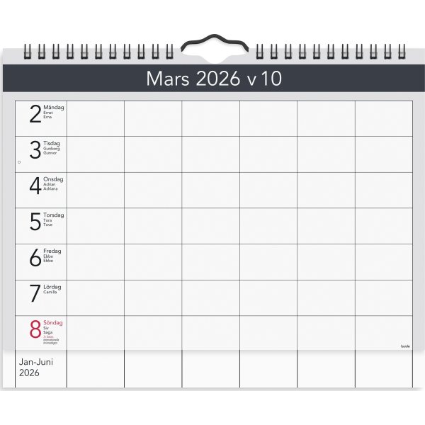 Burde 2026 Väggagenda A4