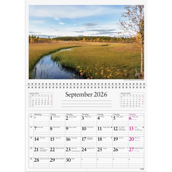 Burde 2026 Väggkalender, Väggficka