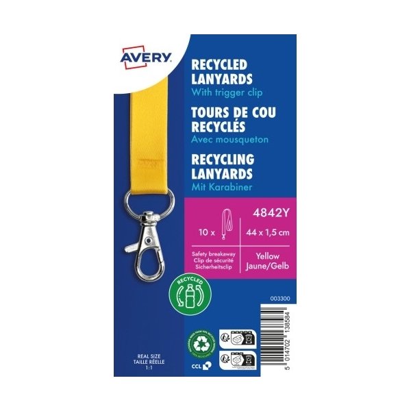 Avery 4842Y Nyckelband, gul med karbinhake