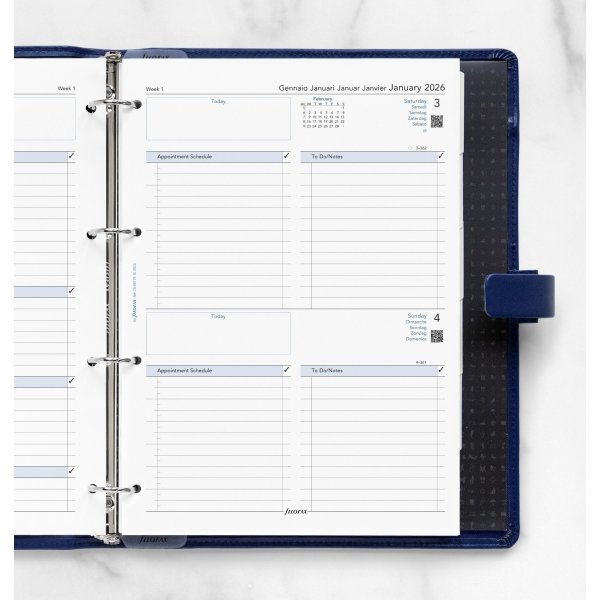 Filofax 2026 Refill | A4 | Dag | 5 språk