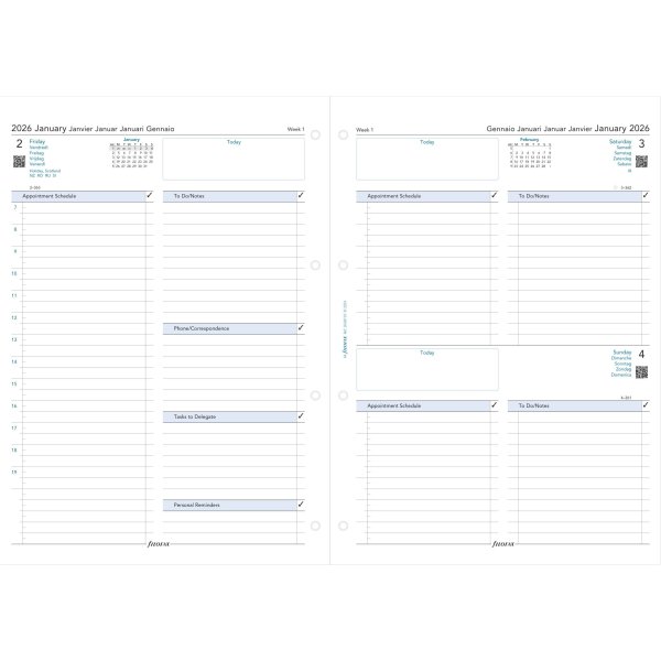 Filofax 2026 Refill | A4 | Dag | 5 språk