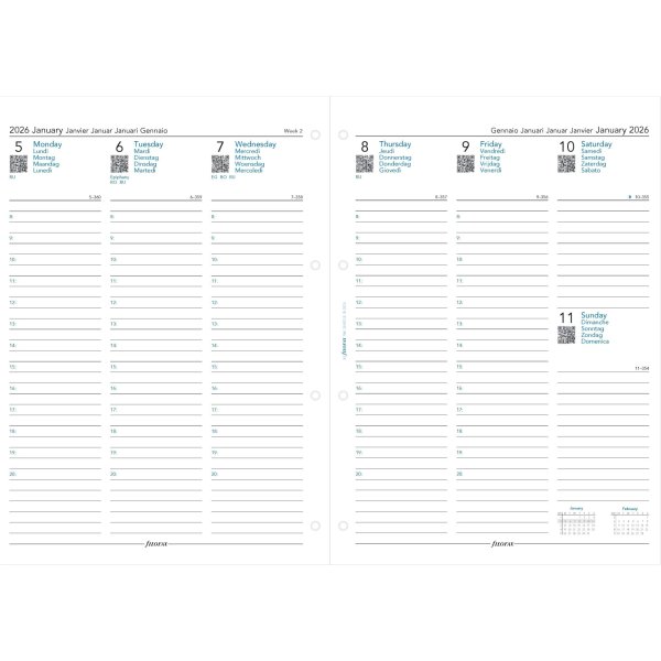 Filofax 2026 Refill | A4 | Vecka | 5 språk