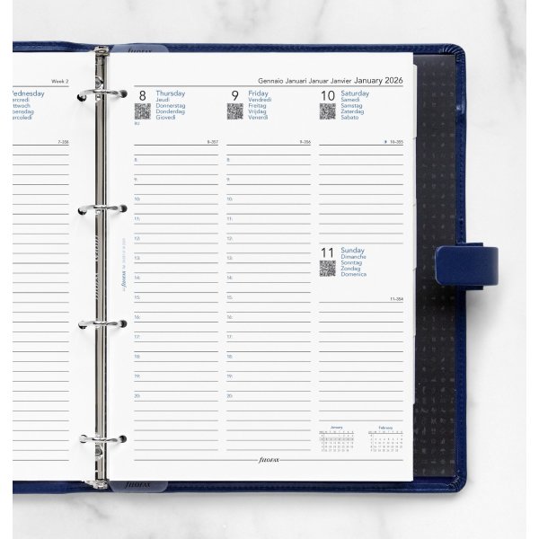 Filofax 2026 Refill | A4 | Vecka | 5 språk