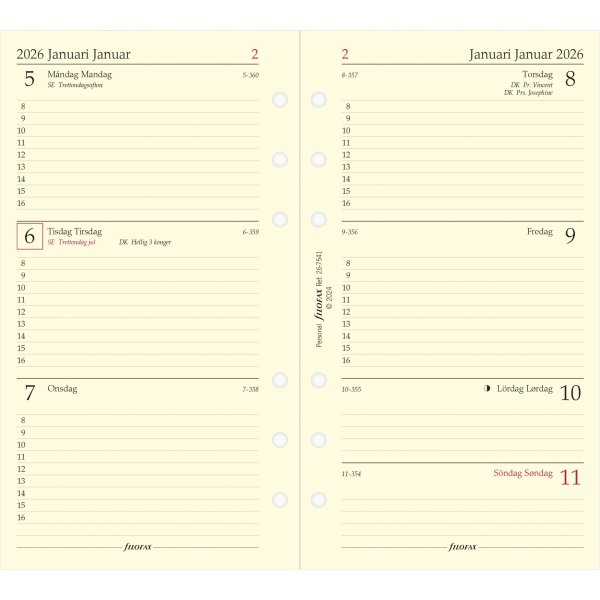 Filofax 2026 Refill | Personal | Årspaket