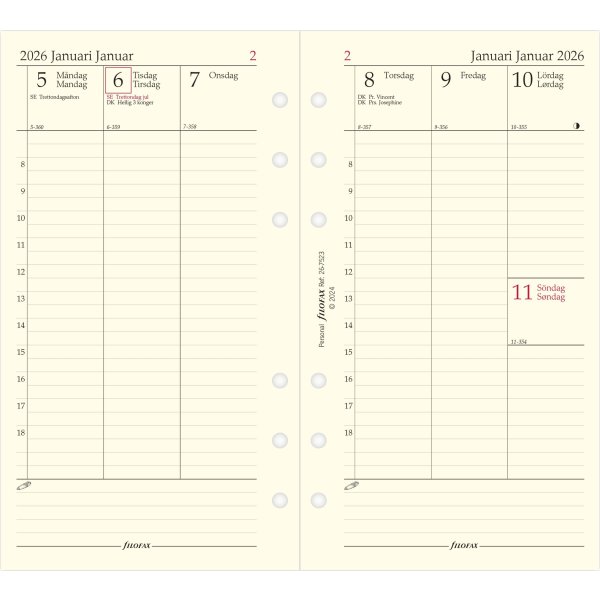 Filofax 2026 Refill | Personal | Vecka | Högformat