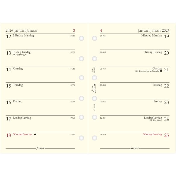Filofax 2026 Refill | Pocket | Vecka