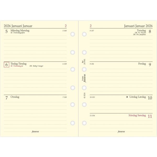 Filofax 2026 Refill | Pocket | Vecka per uppslag