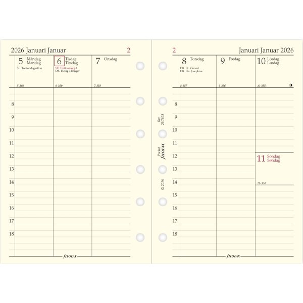 Filofax 2026 Refill | Pocket | Vecka | Högformat