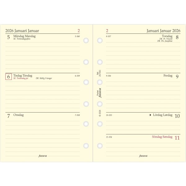 Filofax 2026 Refill | Pocket | Årspaket