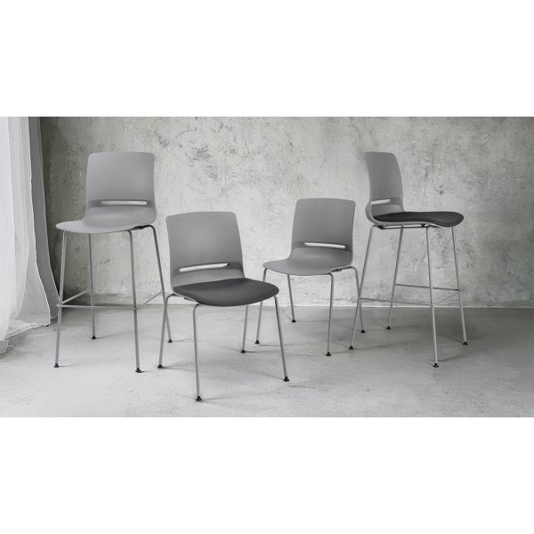 Denver hög mötesstol m. dyna, grå, 2 st