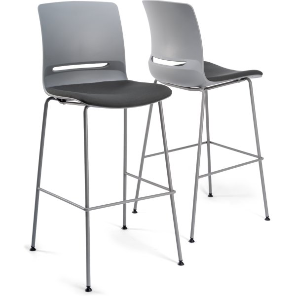 Denver hög mötesstol m. dyna, grå, 2 st