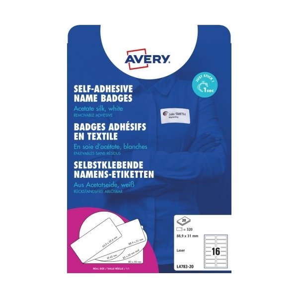 Avery Zweckform L4783-20 Namnskyltar, 88,9 x 31 mm