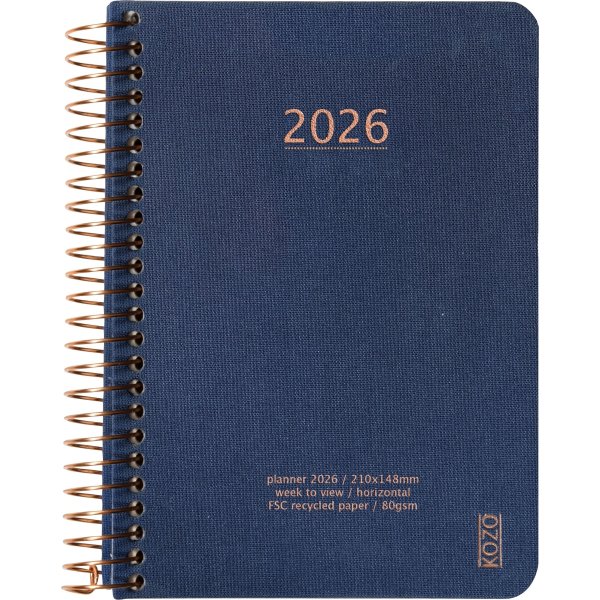 Kozo 2026 Kalender | A6 | Vecka | Blå