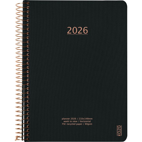 Kozo 2026 Kalender | A5 | Vecka | Svart