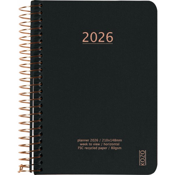 Kozo 2026 Kalender | A6 | Vecka | Svart