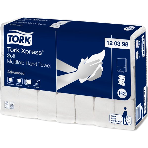 Tork H2 Xpress Advanced handduksark, 3-vikt, 21 pk