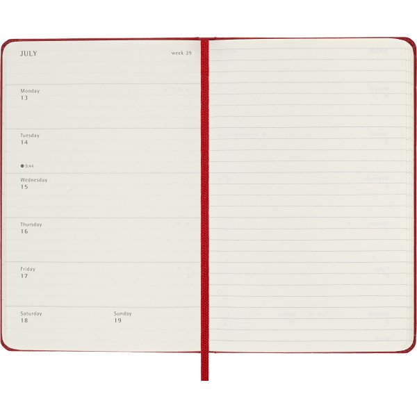 Moleskine 2026 Kalender | H | Vecka | Poc. | Röd