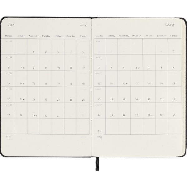 Moleskine 2026 Kalender | H | Vecka | Poc. | Svart