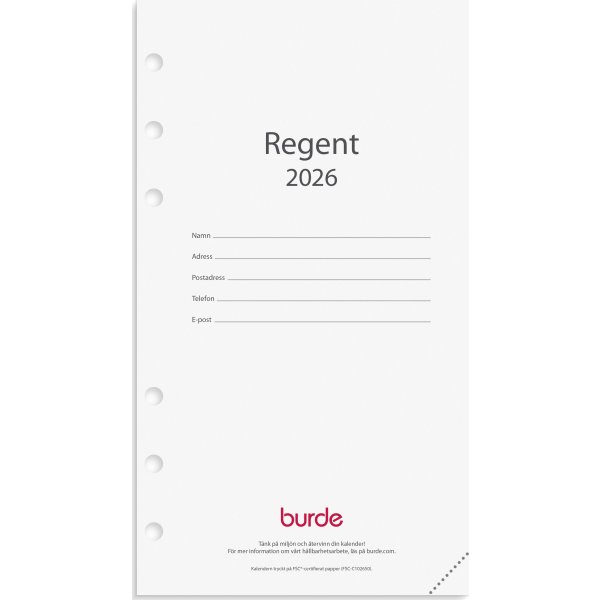 Burde 2026 Regent Kalendersats