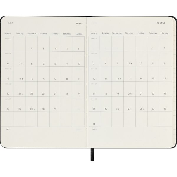 Moleskine 2026 Kalender | H | Vecka | Poc.| Svart
