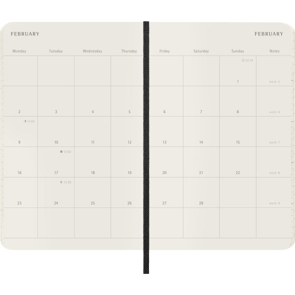 Moleskine 2026 Kalender | S | Månad | Poc.