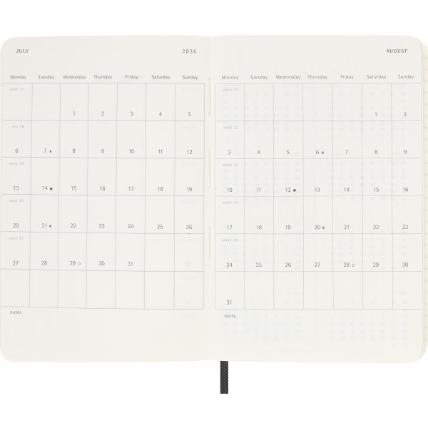 Moleskine 2026 Kalender | S | Dag | Poc. | Svart