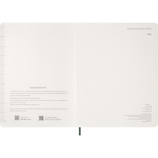 Moleskine 2026 Kalender | Ess. | Vecka v. | Grön