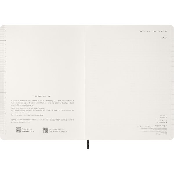 Moleskine 2026 Kalender | Ess. | Veckovy | Svart