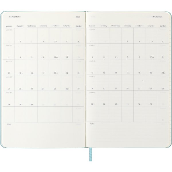 Moleskine 2026 Kalender | H | Vecka | L | Ljusblå
