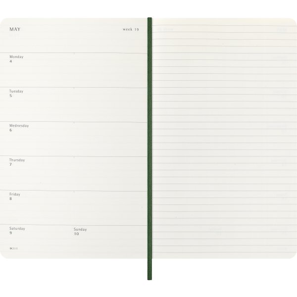 Moleskine 2026 Kalender | S | Vecka | L | Grön