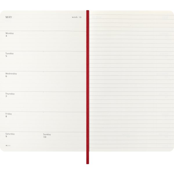 Moleskine 2026 Kalender | S | Vecka | L | Röd