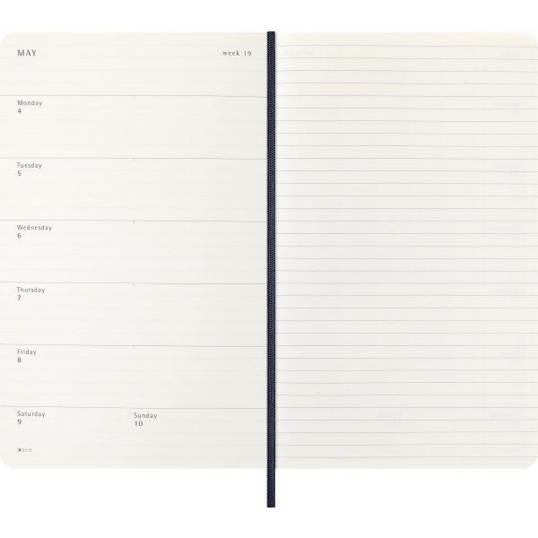 Moleskine 2026 Kalender | S | Vecka | L | Blå