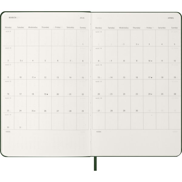 Moleskine 2026 Kalender | H | Dag | L | Grön