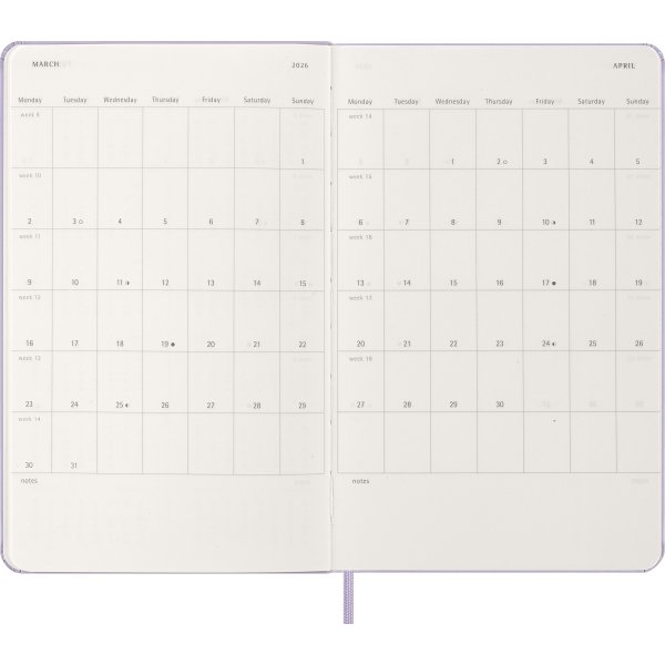 Moleskine 2026 Kalender | H | Dag | L | Lila