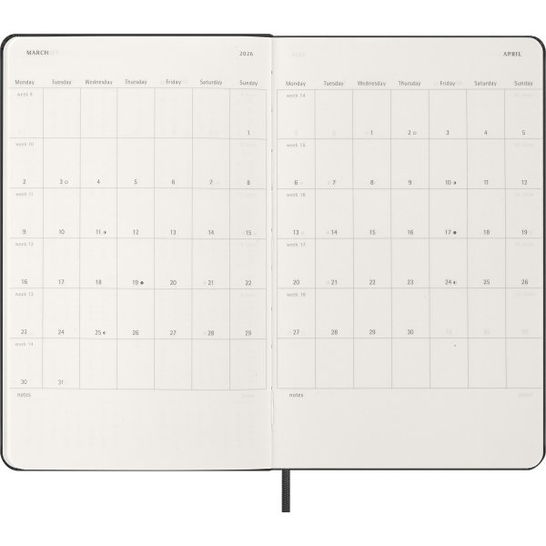 Moleskine 2026 Kalender | H | Dag | L | Svart