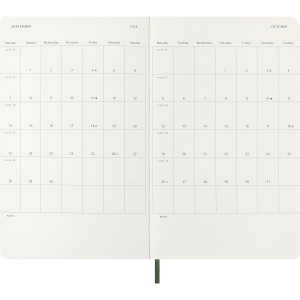Moleskine 2026 Kalender | S | Dag | L | Grön