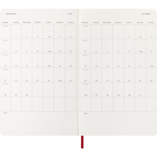 Moleskine 2026 Kalender | S | Dag | L | Röd
