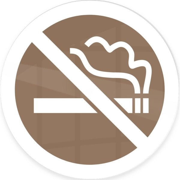Skylt | Rökning förbjuden | Ø10 cm | Brun