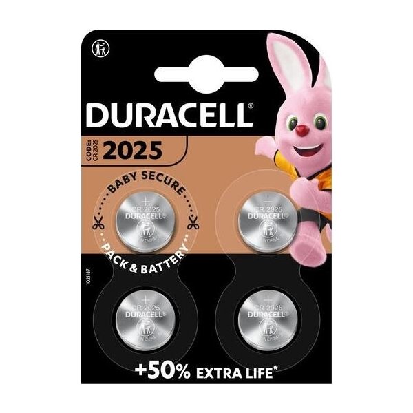 Duracell 2025 litium-knappcellsbatterier, 4 st.