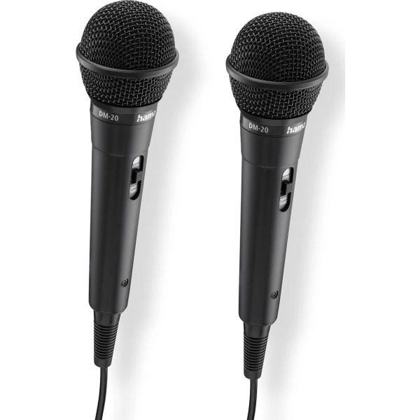 HAMA Mikrofon Karaoke Dynamisk Mono 2-Pack, Svart