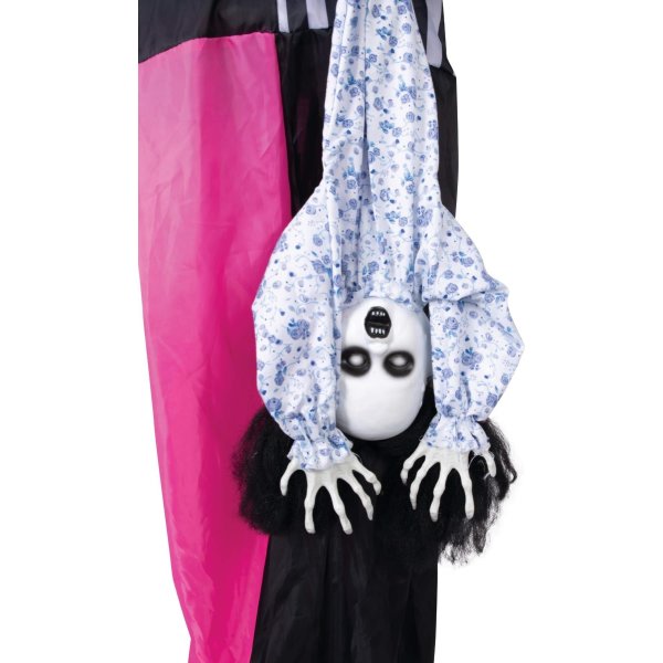 Rosa/svart clown med ljus/ljud - 170 cm