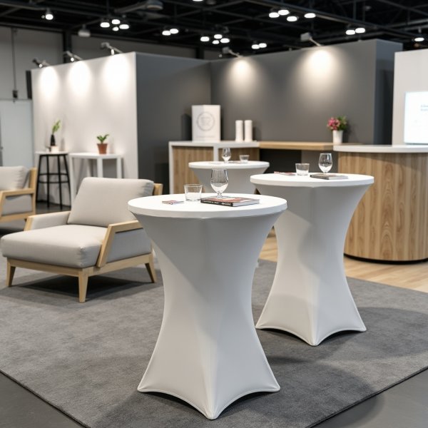 Parkduk t/runt ståbord Ø80-110 cm, vit