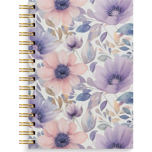 Burde Anteckningsbok | A5 | Linj. | Lilac flowers